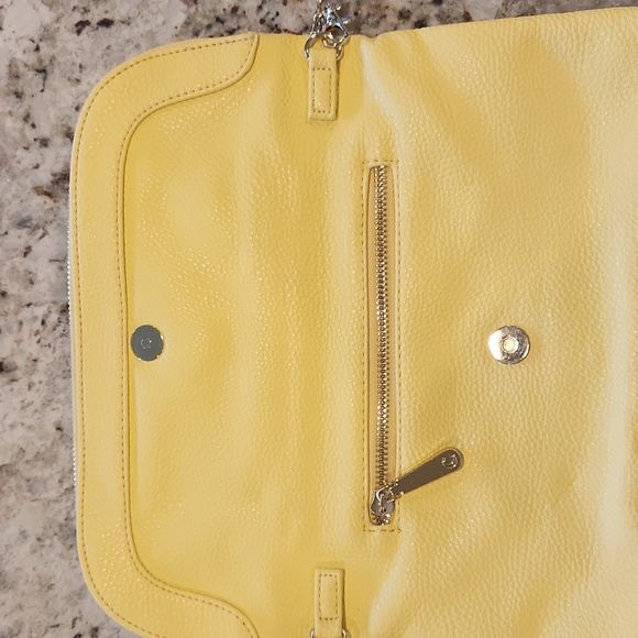 Yellow Leather Clutch with Chain Strap - Picture 2 of 3